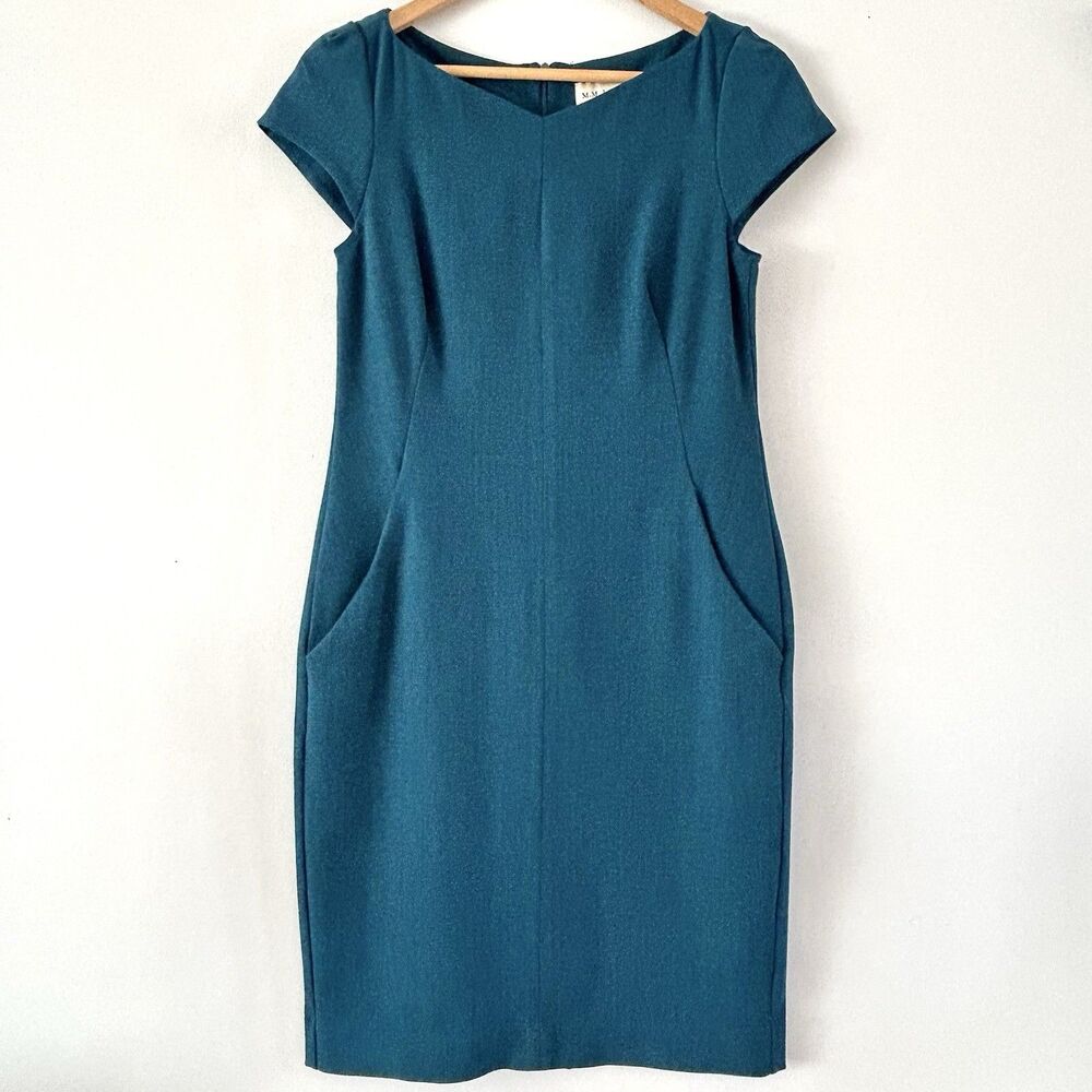 M.M. LaFleur Teal Sheath Dress Womens 4 Cap Sleeve Work Career Midi